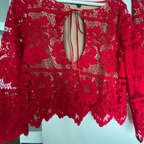 Red Lace 2 Piece Set For Love & Lemons Small - Picture 3 of 12
